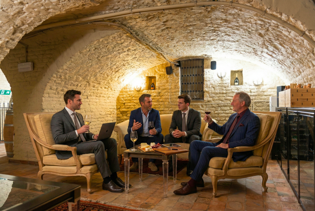 Repas d'entreprise, dans la cave.